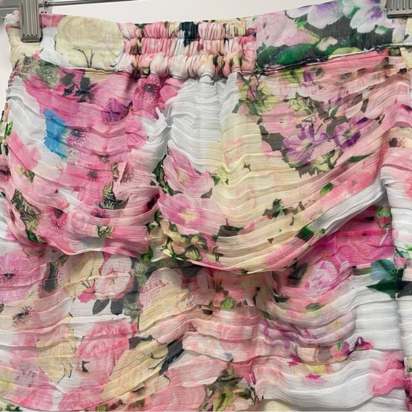 Rococo Sand Mist Pleated Chiffon Powder Blue Pink Mini Skirt Size X-Small - Picture 7 of 13